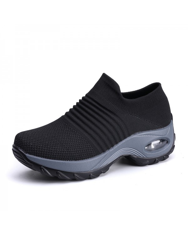 Cross Border Popular Large Size Women's Shoes, Air Cushioned Flying Woven Sports Shoes, Foot Covers, Fashionable Rocking Shoes, Casual Shoes, Socks, Shoes