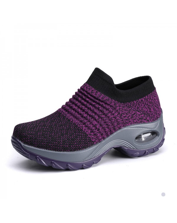 Cross Border Popular Large Size Women's Shoes, Air Cushioned Flying Woven Sports Shoes, Foot Covers, Fashionable Rocking Shoes, Casual Shoes, Socks, Shoes