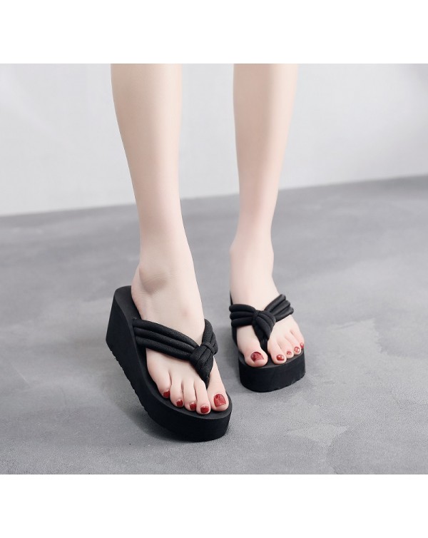 Women's Flip Flops, Women's Shoes, Women's Students, Korean Version, Outdoor Sandals, New High Heels, Thick Soles, Summer Beach Batch