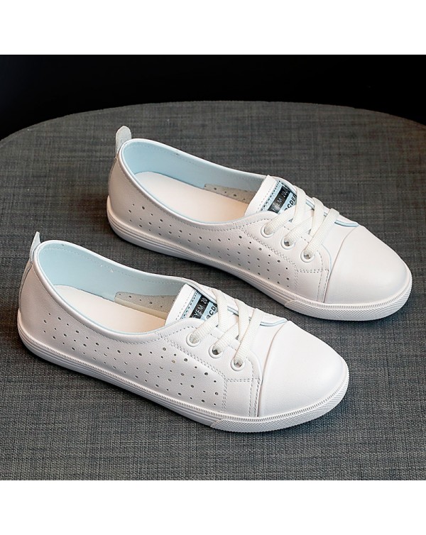 Top Layer Cowhide Casual And Comfortable White Leather Shoes For Women 2023 New Spring And Autumn Season Women's Shoes, One Piece For Distribution