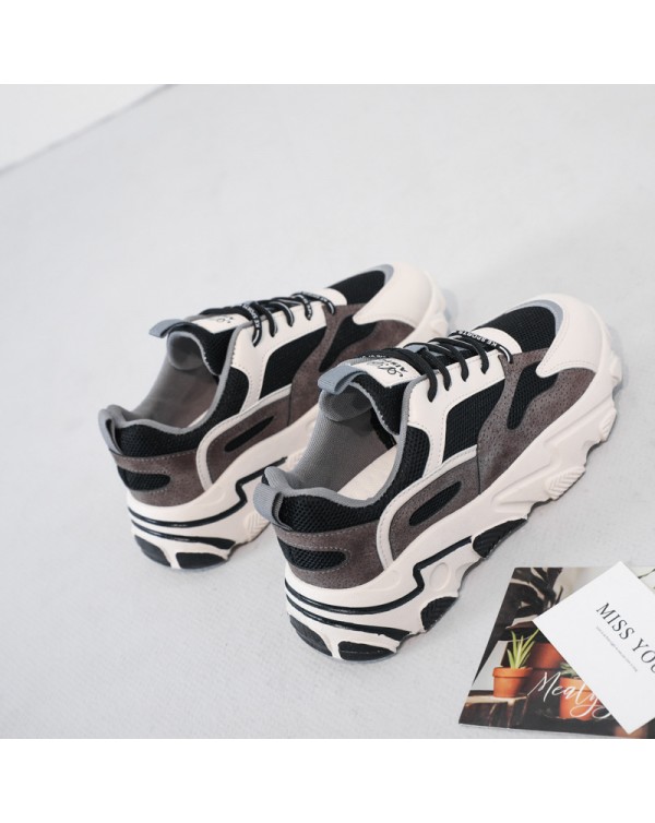 Dad's Shoes Female 2023 Autumn New INS Fashion Student Breathable Mesh Thick Sole Versatile Casual Sports Shoes