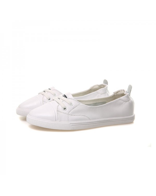 Top Layer Cowhide Casual And Comfortable White Leather Shoes For Women 2023 New Spring And Autumn Season Women's Shoes, One Piece For Distribution