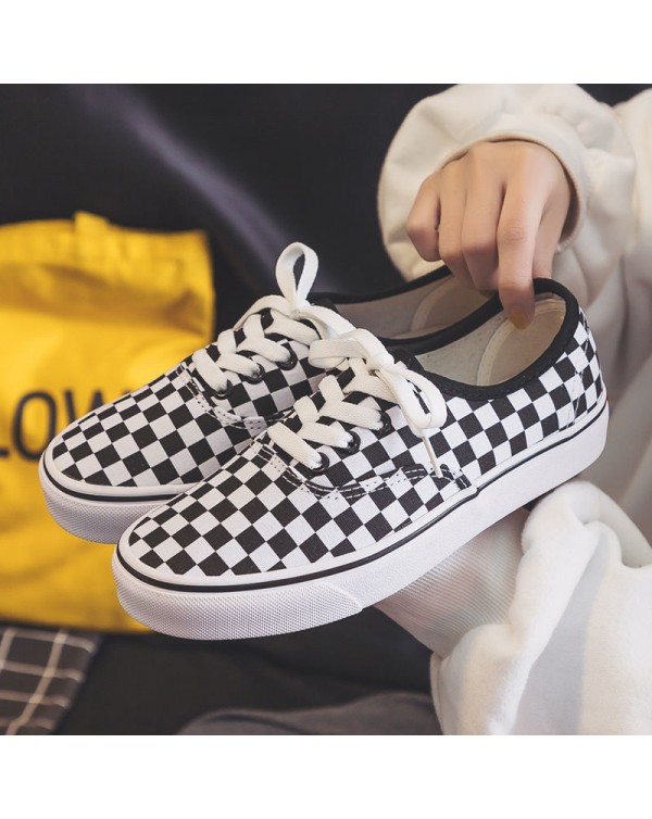 Fubu Women's Shoes 2023 Spring Student Canvas Shoes One Step Sports Shoes Checkerboard Checkerboard Shoes Flat Shoes Casual Shoes