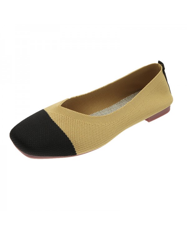 The Manufacturer Directly Supplies Knitted Soft Soled Bean Shoes, Fly Woven Woven Shoes, Female Flat Bottomed Spring Breathable Shallow Cut Single Princess Shoes