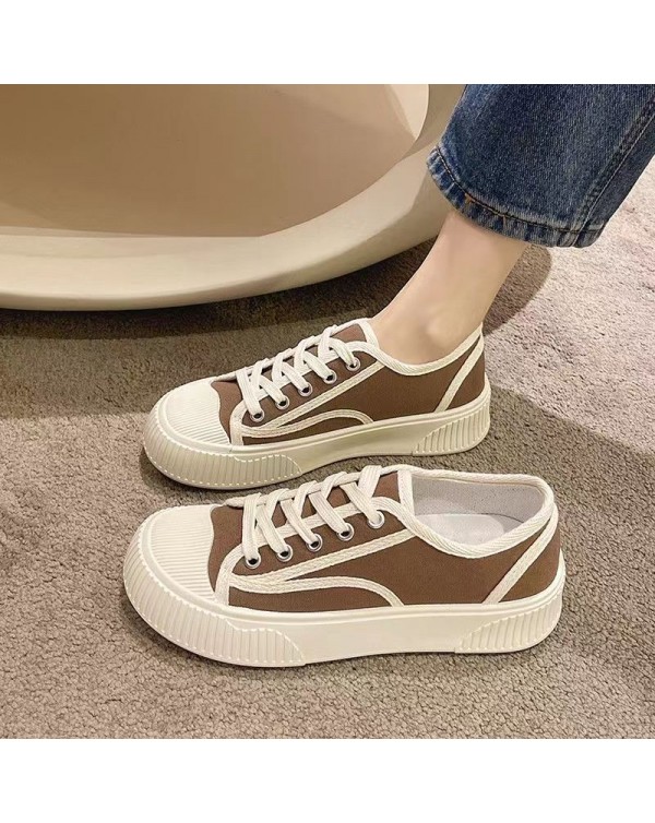 Lazy Man Baotou Half Tuo Canvas Shoes For Female Outwear 2023 New Women's Shoes Flat Bottom Canvas Shoes Versatile Casual Soft Sole