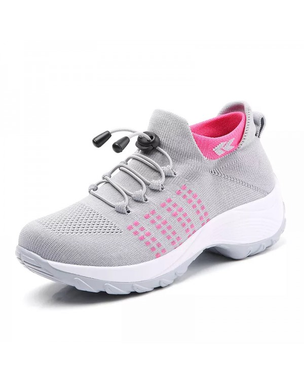 New Cross Border Large Size High Elastic Flying Weave Breathable Shoes Trend Fashion Lightweight Socks Sports Women's Shoes