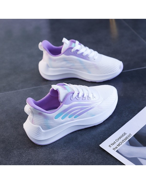 Sports Shoes Women's 2023 Spring/Summer New Mesh Women's Shoes Breathable Popular Travel Shoes Flying Weave Small White Shoes Flat Bottom Casual