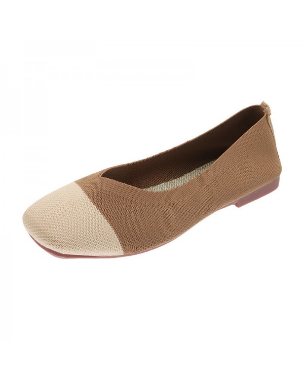 The Manufacturer Directly Supplies Knitted Soft Soled Bean Shoes, Fly Woven Woven Shoes, Female Flat Bottomed Spring Breathable Shallow Cut Single Princess Shoes