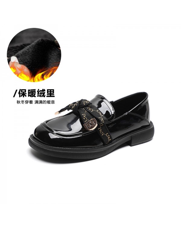 Weiwei Girl 600-3 Small Leather Shoes Female Spring And Autumn Wear Retro British Style Thick Sole Lefu Shoes Black Single Shoes