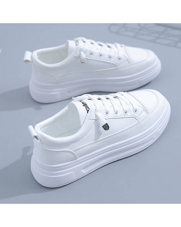 Board Shoes, Small White Shoes, Women's 2023 New Trend, Versatile Women's Shoes, Casual And Fashionable Leather Surface, Thick Sole, And Raised Height Women's Shoes