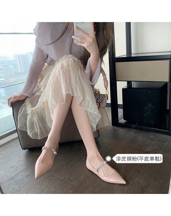 Grape Mom Studiolee 2023 Spring/Summer Gentle Fairy Wind Diamond With Shallow Mouth Pointed Flat Bottom Single Shoe Girl