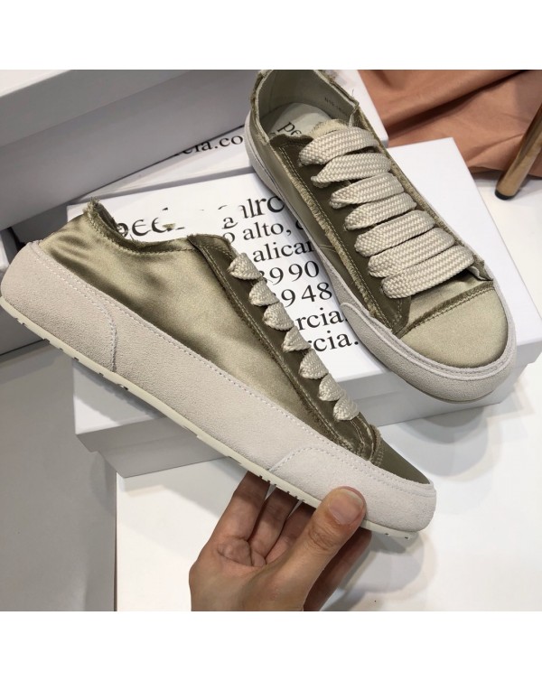 Spanish Niche PG Silk Satin Small White Shoes Women's Shoes Lace Up Flat Bottomed Casual Single Shoes Solid Color Board Shoes Wholesale