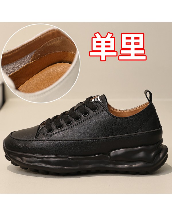 Cowhide Little White Shoes For Women 2023 New Women's Shoes For Sports And Leisure Versatile Ins Fashion Four Seasons Single Shoes Korean Edition Board Shoes