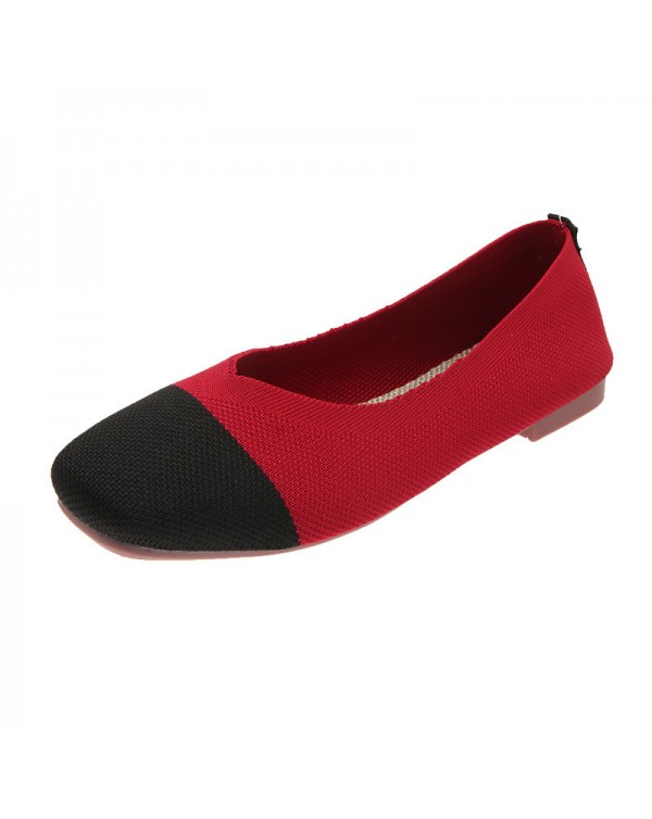 The Manufacturer Directly Supplies Knitted Soft Soled Bean Shoes, Fly Woven Woven Shoes, Female Flat Bottomed Spring Breathable Shallow Cut Single Princess Shoes