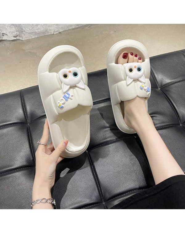 Recommended By Xiaohongshu! Treading On Feces And Feeling Cool Slippers For Women In Summer. In Fashion, Wearing Cute Flat Slippers At Home Is Fashionable