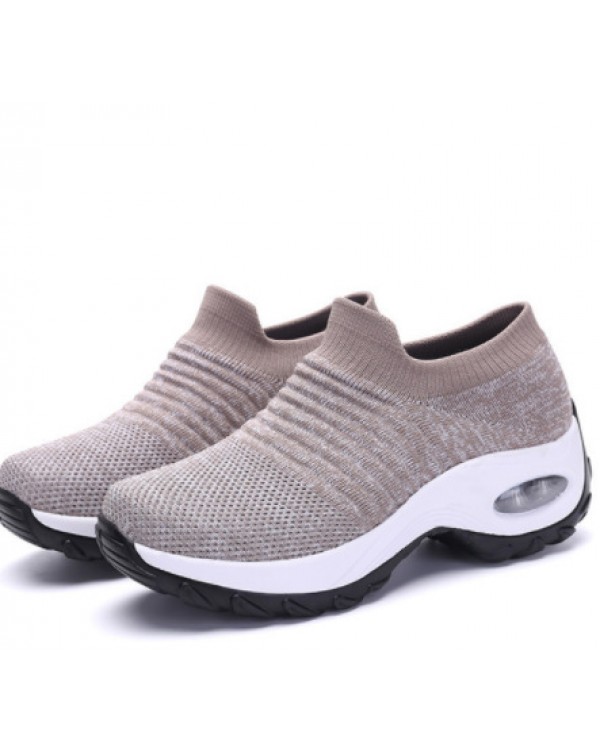 Cross Border Popular Large Size Women's Shoes, Air Cushioned Flying Woven Sports Shoes, Foot Covers, Fashionable Rocking Shoes, Casual Shoes, Socks, Shoes