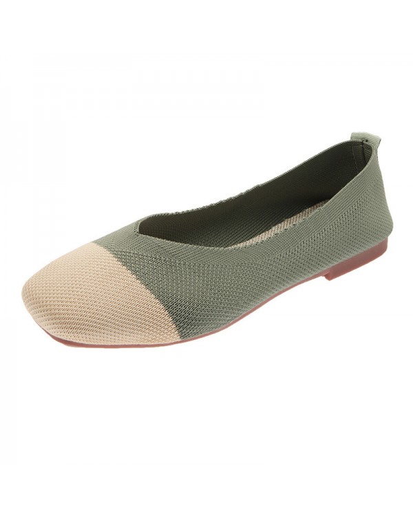 The Manufacturer Directly Supplies Knitted Soft Soled Bean Shoes, Fly Woven Woven Shoes, Female Flat Bottomed Spring Breathable Shallow Cut Single Princess Shoes