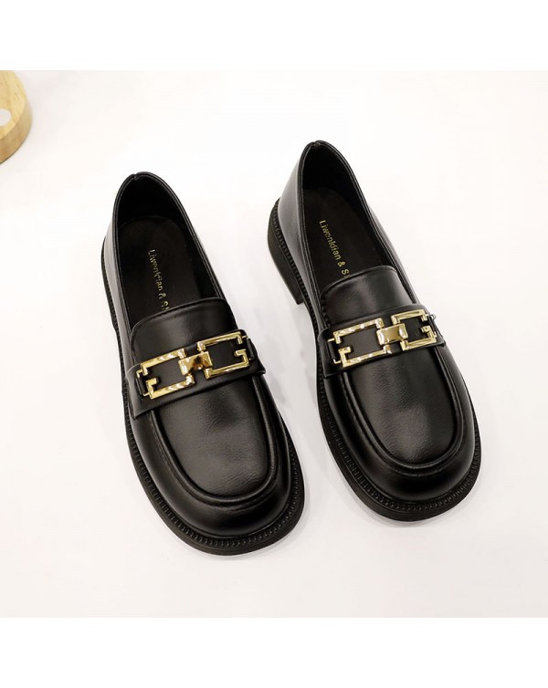 Thick Sole British Style Small Leather Shoes For Women In Spring 2022, New Versatile Soft Sole Soft Leather Retro Korean Version Work Loafers