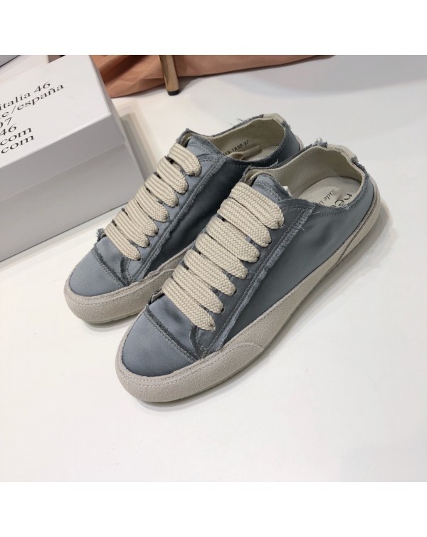 Spanish Niche PG Silk Satin Small White Shoes Women's Shoes Lace Up Flat Bottomed Casual Single Shoes Solid Color Board Shoes Wholesale