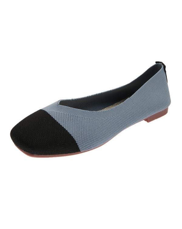 The Manufacturer Directly Supplies Knitted Soft Soled Bean Shoes, Fly Woven Woven Shoes, Female Flat Bottomed Spring Breathable Shallow Cut Single Princess Shoes