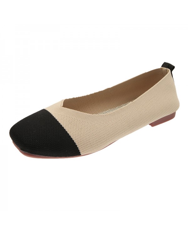 The Manufacturer Directly Supplies Knitted Soft Soled Bean Shoes, Fly Woven Woven Shoes, Female Flat Bottomed Spring Breathable Shallow Cut Single Princess Shoes