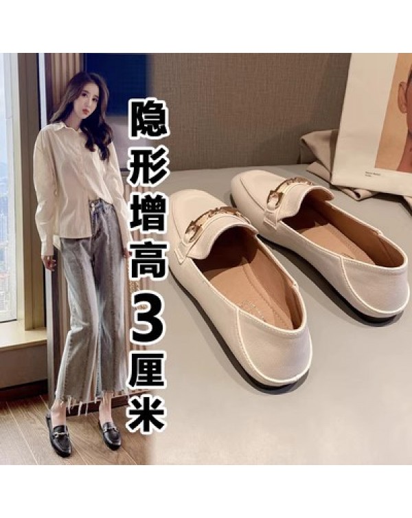 Single Shoe Women's 2023 Spring British Style Korean Soft Leather Soft Sole Flat Sole Women's Shoes Retro Fashion One Step Pedal Small Leather Shoes