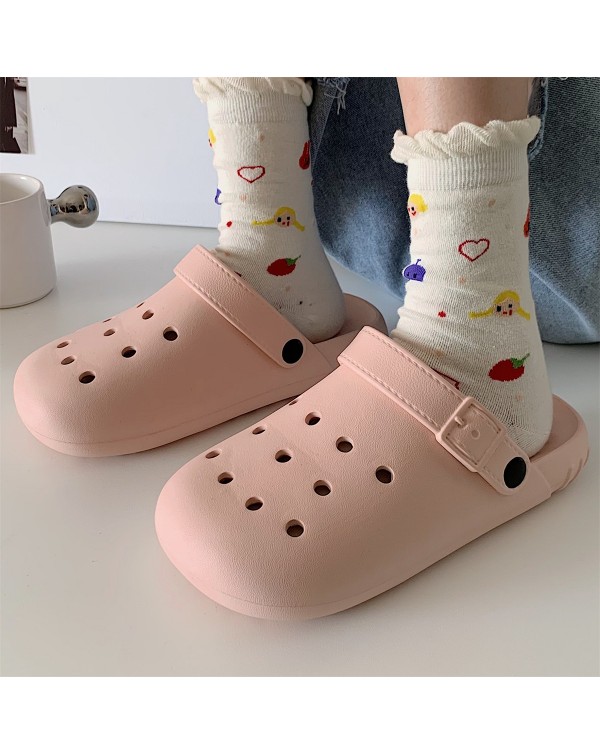 Summer Outwear By The Seaside Fashion Ins Personalized Street Style EVA Step On Shit Soft Thick Sole Beach Hole Shoes Female